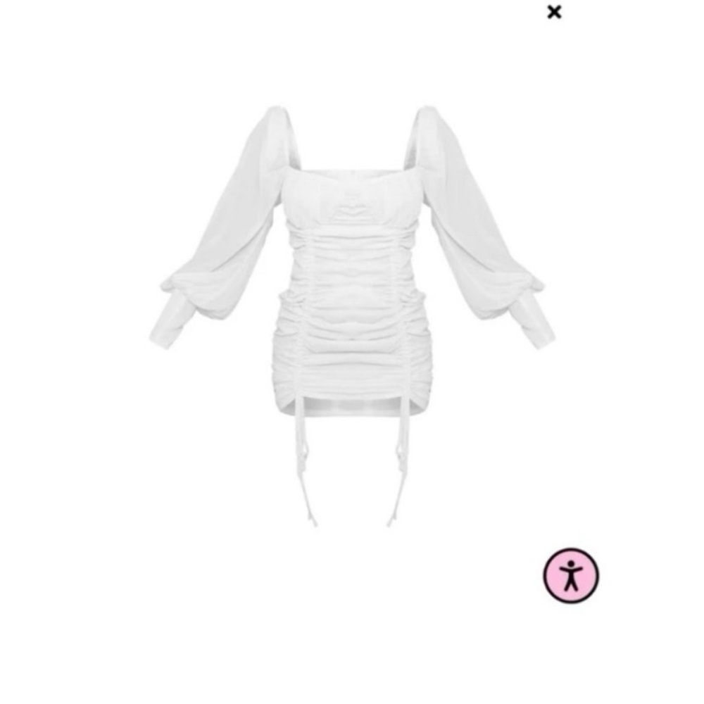 PrettyLilltleThing Ivory Ruched Dress - Picture 6 of 9